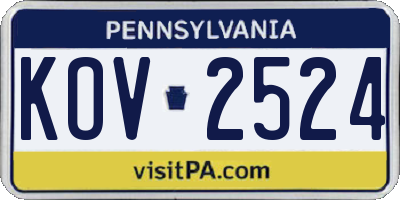 PA license plate KOV2524