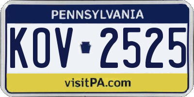 PA license plate KOV2525