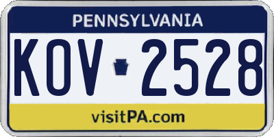 PA license plate KOV2528