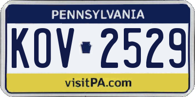 PA license plate KOV2529