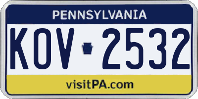 PA license plate KOV2532