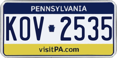 PA license plate KOV2535