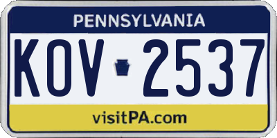PA license plate KOV2537