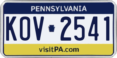 PA license plate KOV2541