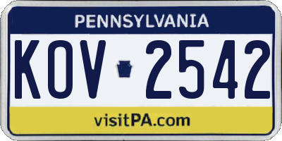 PA license plate KOV2542