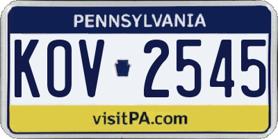 PA license plate KOV2545