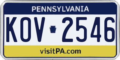 PA license plate KOV2546
