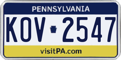 PA license plate KOV2547