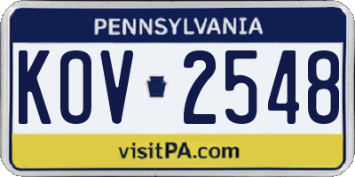 PA license plate KOV2548