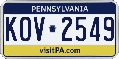 PA license plate KOV2549