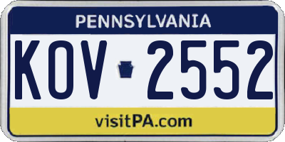 PA license plate KOV2552