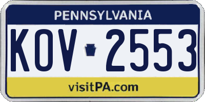 PA license plate KOV2553