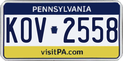 PA license plate KOV2558