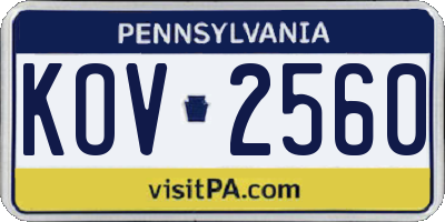 PA license plate KOV2560