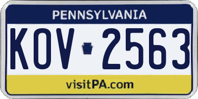 PA license plate KOV2563