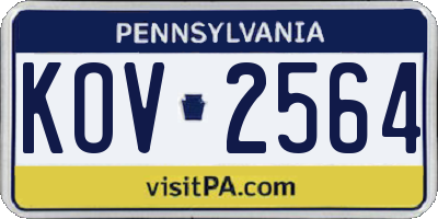 PA license plate KOV2564