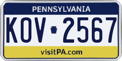 PA license plate KOV2567