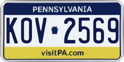 PA license plate KOV2569