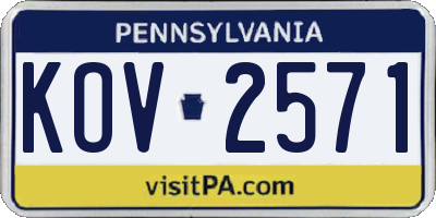 PA license plate KOV2571