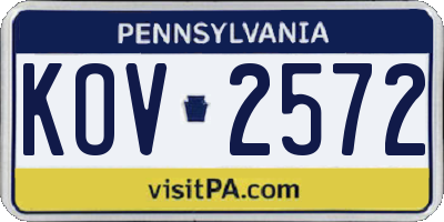 PA license plate KOV2572
