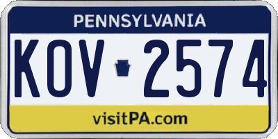 PA license plate KOV2574
