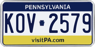 PA license plate KOV2579