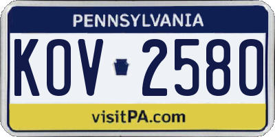 PA license plate KOV2580