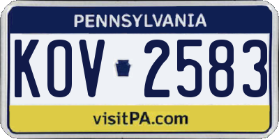 PA license plate KOV2583