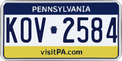 PA license plate KOV2584