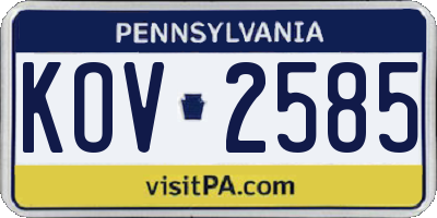 PA license plate KOV2585