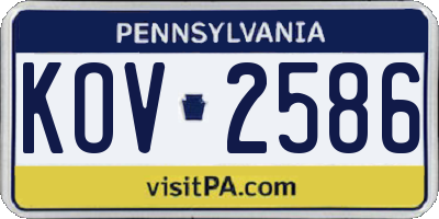 PA license plate KOV2586