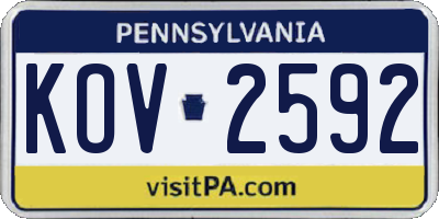 PA license plate KOV2592