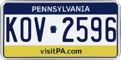 PA license plate KOV2596