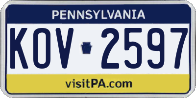 PA license plate KOV2597