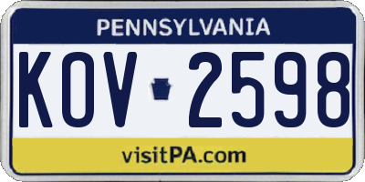 PA license plate KOV2598