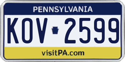 PA license plate KOV2599