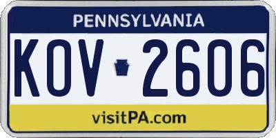 PA license plate KOV2606