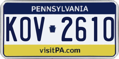 PA license plate KOV2610