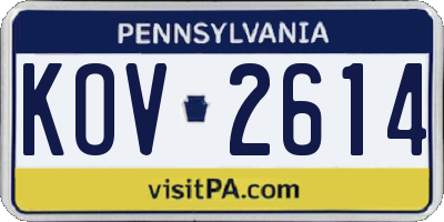 PA license plate KOV2614