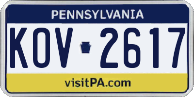 PA license plate KOV2617