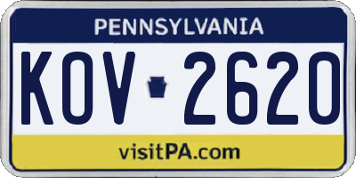 PA license plate KOV2620