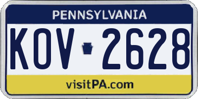 PA license plate KOV2628