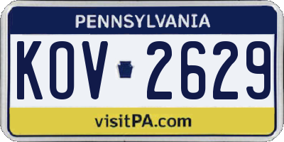 PA license plate KOV2629