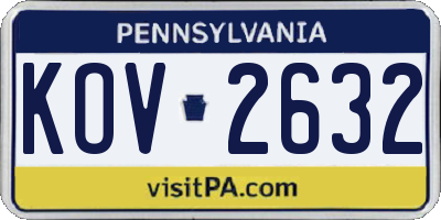 PA license plate KOV2632
