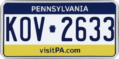 PA license plate KOV2633
