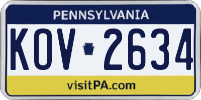 PA license plate KOV2634