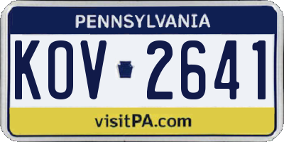 PA license plate KOV2641