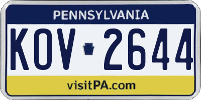 PA license plate KOV2644