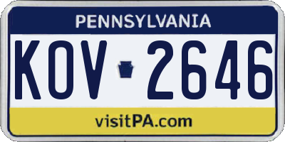 PA license plate KOV2646