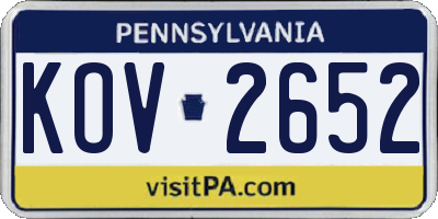 PA license plate KOV2652